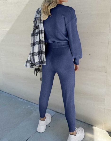 Women's Two Piece Outfits Sweater Sets Pullover and Drawstring Pants Lounge Sets