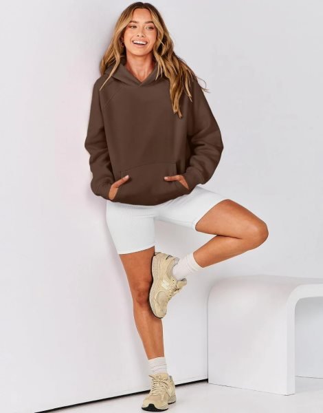 Women Hoodies Fleece Oversized Sweatshirt Drop Shoulder Long Sleeve Athletic Workout Pullover Y2K Clothes
