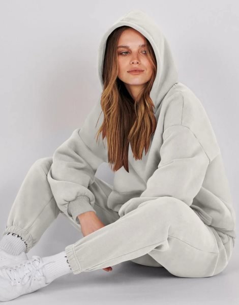 Women 2 Piece Outfits Hoodie Sweatshirt Tracksuit & Oversized Jogger Sweatpants Y2K Sweatsuit Set