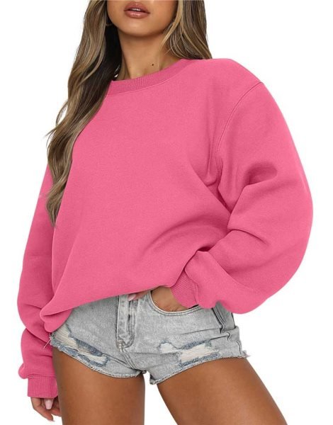 Women's Long Sleeve Sweatshirt Casual Crewneck Loose Fit Pullover Hoodie Fleece Fall Tops