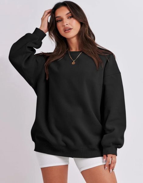 Oversized Sweatshirt for Women Fleece Long Sleeve Crewneck Casual Pullover Top Fall 2023 Trendy Clothes