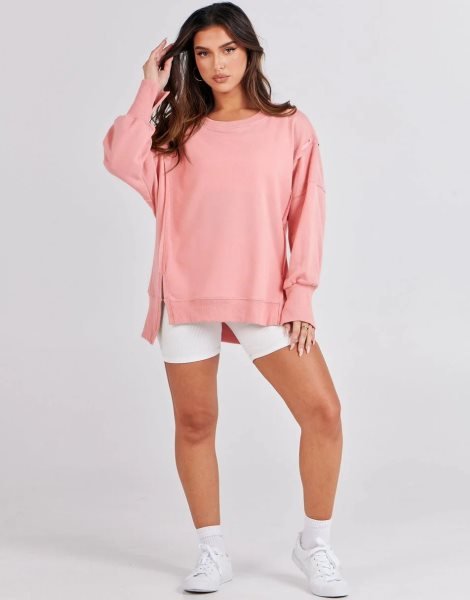 Women's Oversized Sweatshirt Crew Neck Long Sleeve Casual Slit Sloucthy Pullover Top Fall Clothes