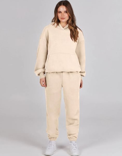 Women 2 Piece Outfits Hoodie Sweatshirt Tracksuit & Oversized Jogger Sweatpants Y2K Sweatsuit Set