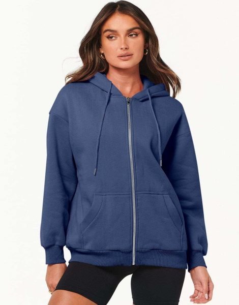 Women's Oversized Zip Up Hoodies Sweatshirts Y2K Clothes Teen Girl Fall Casual Drawstring Jackets with Pockets