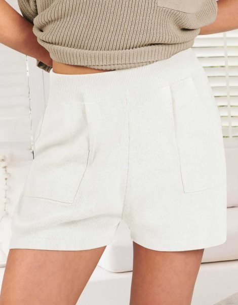 Women's Two Piece Outfits Sweater Short Sets Knit Pullover Tops and Shorts Lounge Set Tracksuit