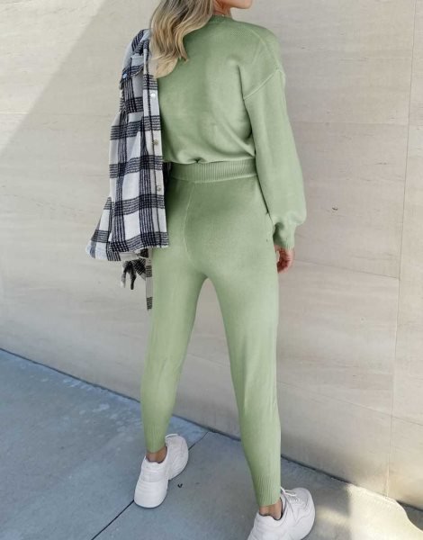 Women's Two Piece Outfits Sweater Sets Pullover and Drawstring Pants Lounge Sets